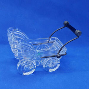 Vintage Italian Crystal Baby Carriage Figurine 24% Lead Glass Italy Kristalcolor